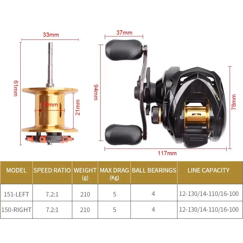 Bass One Xt 151 150 Fishing Re - огляд і ціна Baitcasting Reel
